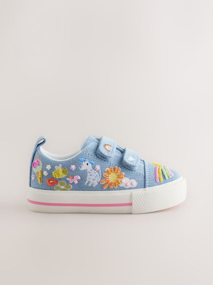 Blue Denim Wide Fit (G) Chunky Trainers With Touch Fastening image 2