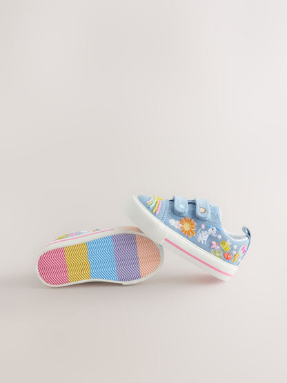 Blue Denim Wide Fit (G) Chunky Trainers With Touch Fastening image 4