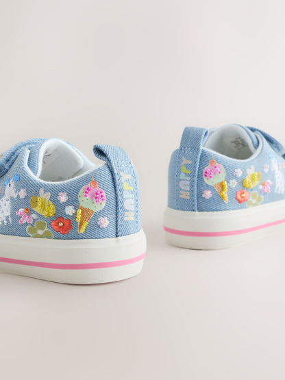 Blue Denim Wide Fit (G) Chunky Trainers With Touch Fastening image 4