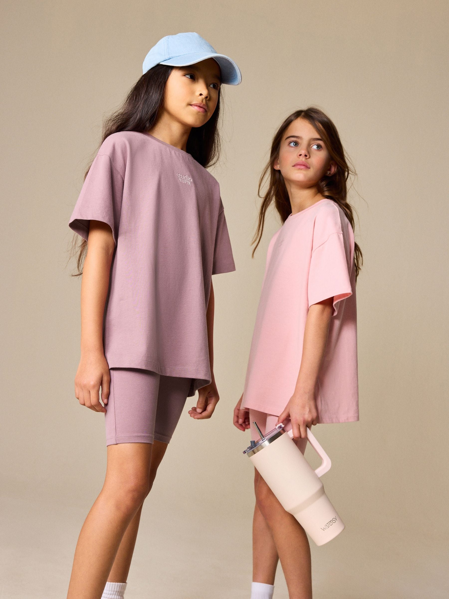 Dsiney Kidz - Pink/Brown Oversized T-Shirt and Cycling Shorts Set 2 Pack (3-16yrs) image 2