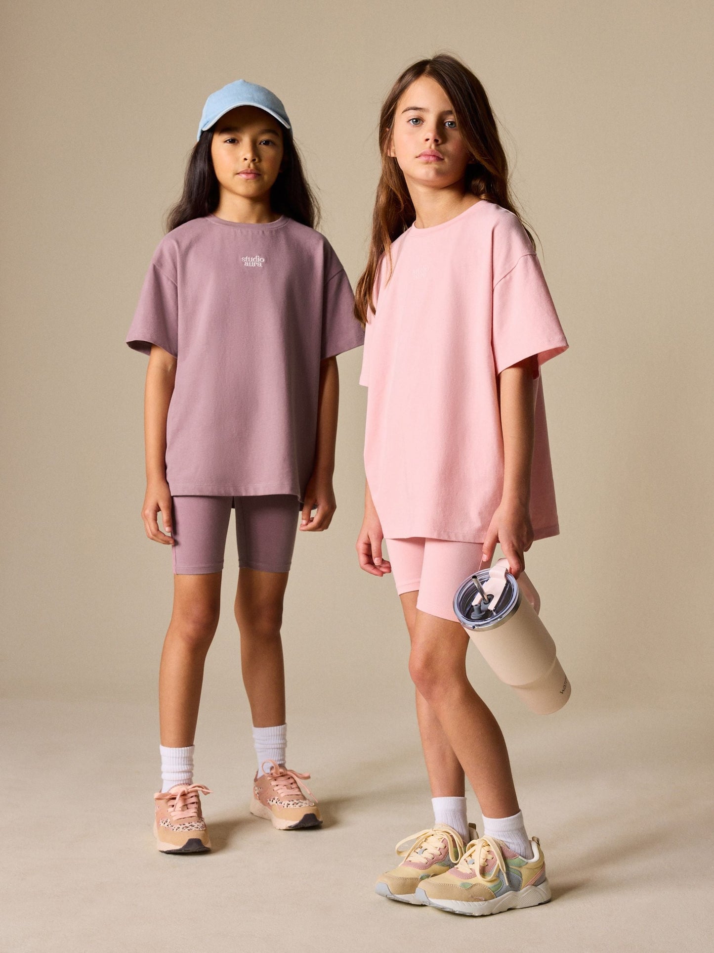 Dsiney Kidz - Pink/Brown Oversized T-Shirt and Cycling Shorts Set 2 Pack (3-16yrs) image 3