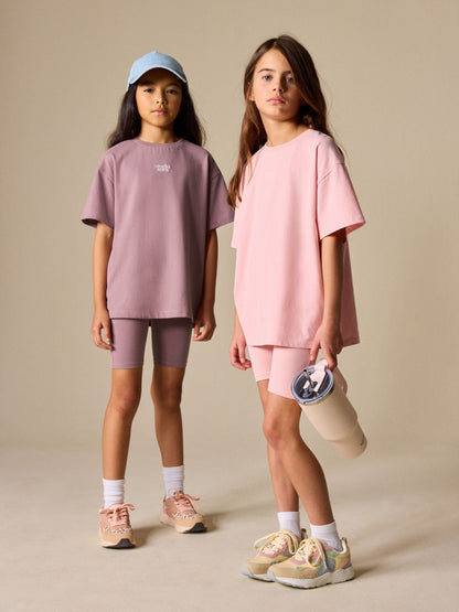 Dsiney Kidz - Pink/Brown Oversized T-Shirt and Cycling Shorts Set 2 Pack (3-16yrs) image 3