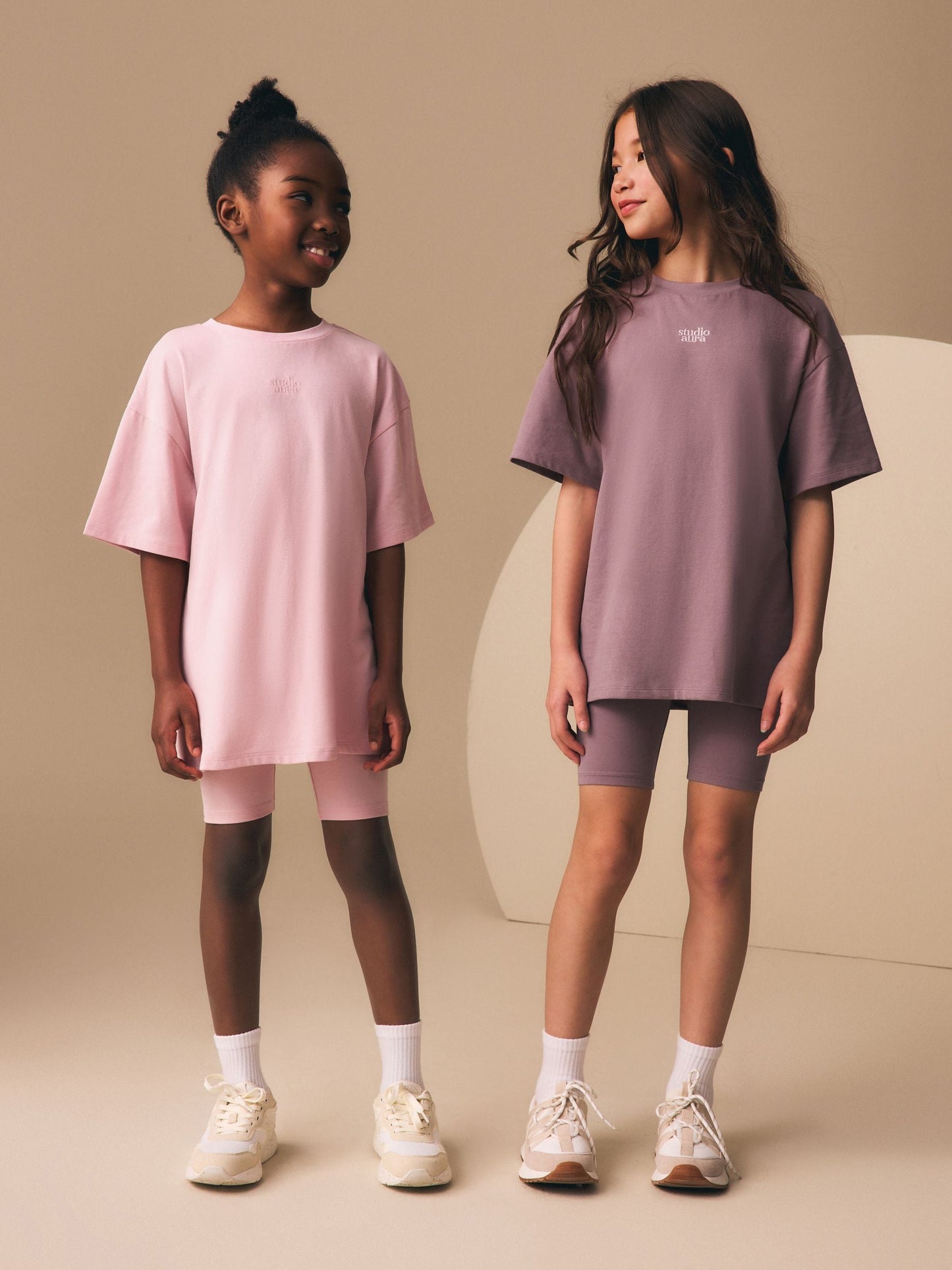 Dsiney Kidz - Pink/Brown Oversized T-Shirt and Cycling Shorts Set 2 Pack (3-16yrs) image 4