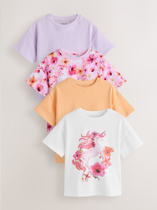 Dsiney Kidz - Lilac 4 Pack Unicorn Sequin T-Shirts (3-16yrs) image 1