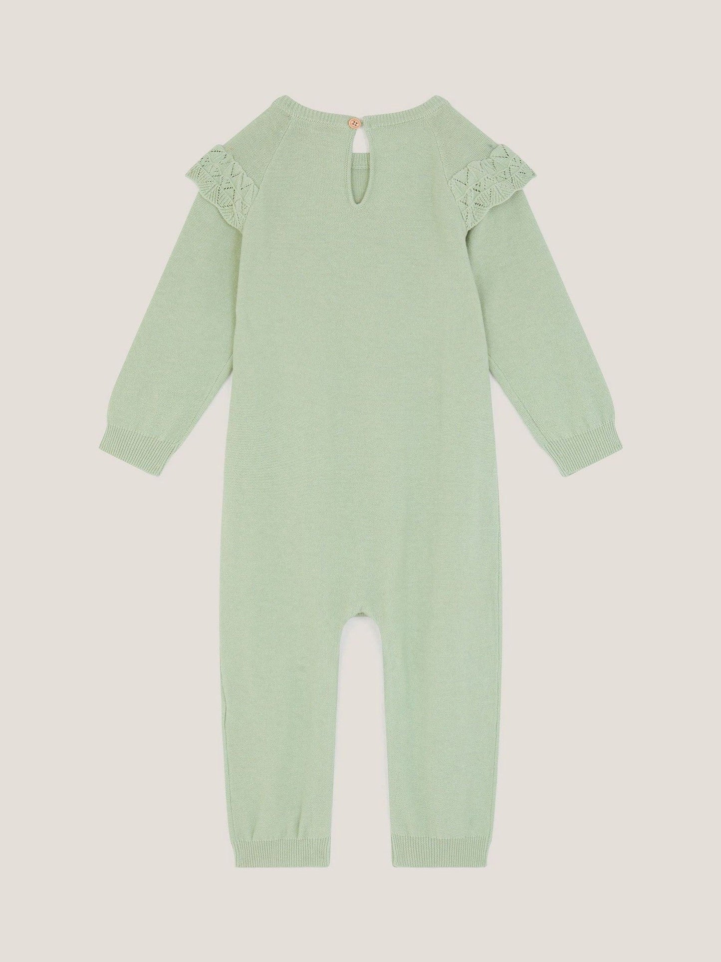Monsoon Green Newborn Embroidered Cable Knit Romper image 2