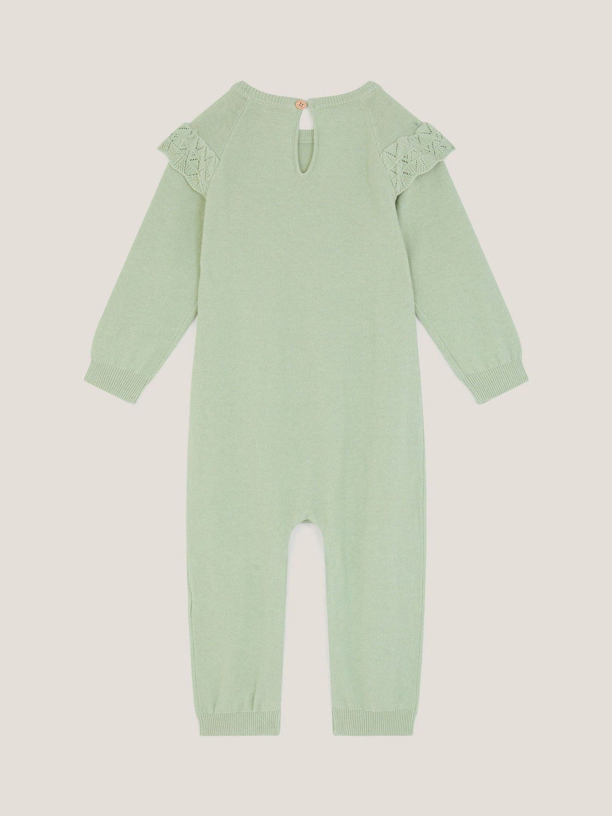 Monsoon Green Newborn Embroidered Cable Knit Romper image 2