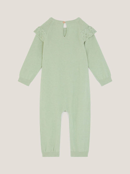 Monsoon Green Newborn Embroidered Cable Knit Romper image 2