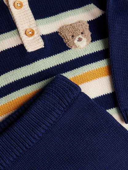 Monsoon Blue Newborn Benny Bear Stripe Knit Set image 2