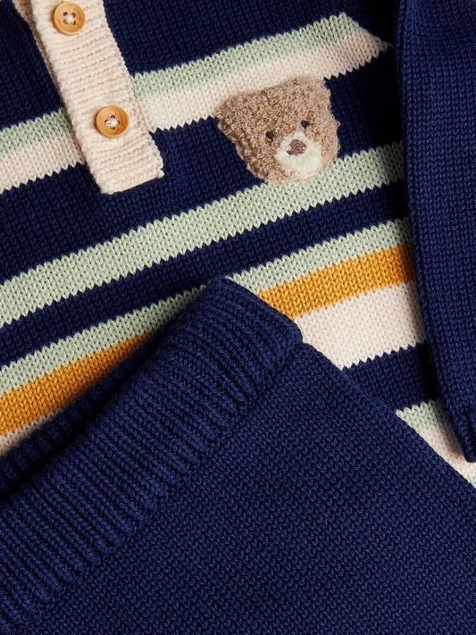Monsoon Blue Newborn Benny Bear Stripe Knit Set image 2