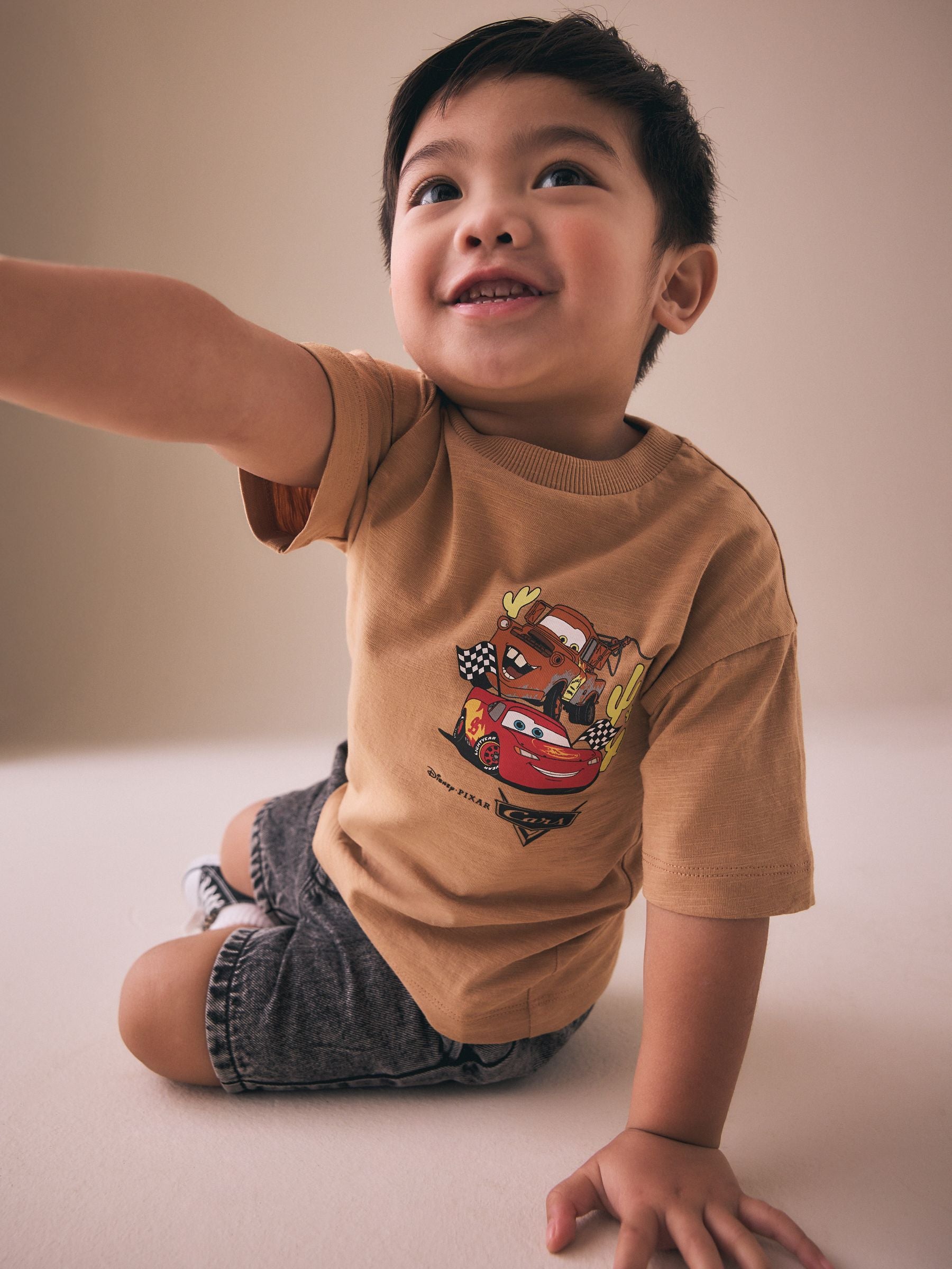 Tan Brown Short Sleeve Disney Cars T-Shirt (3mths-8yrs) image 3