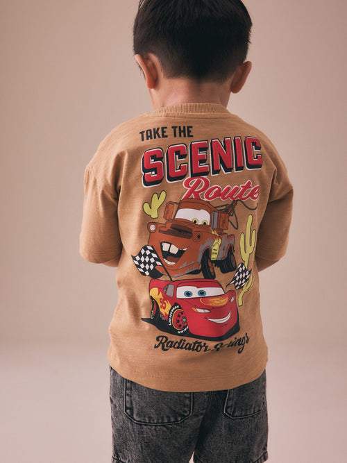 Tan Brown Short Sleeve Disney Cars T-Shirt (3mths-8yrs) image 1