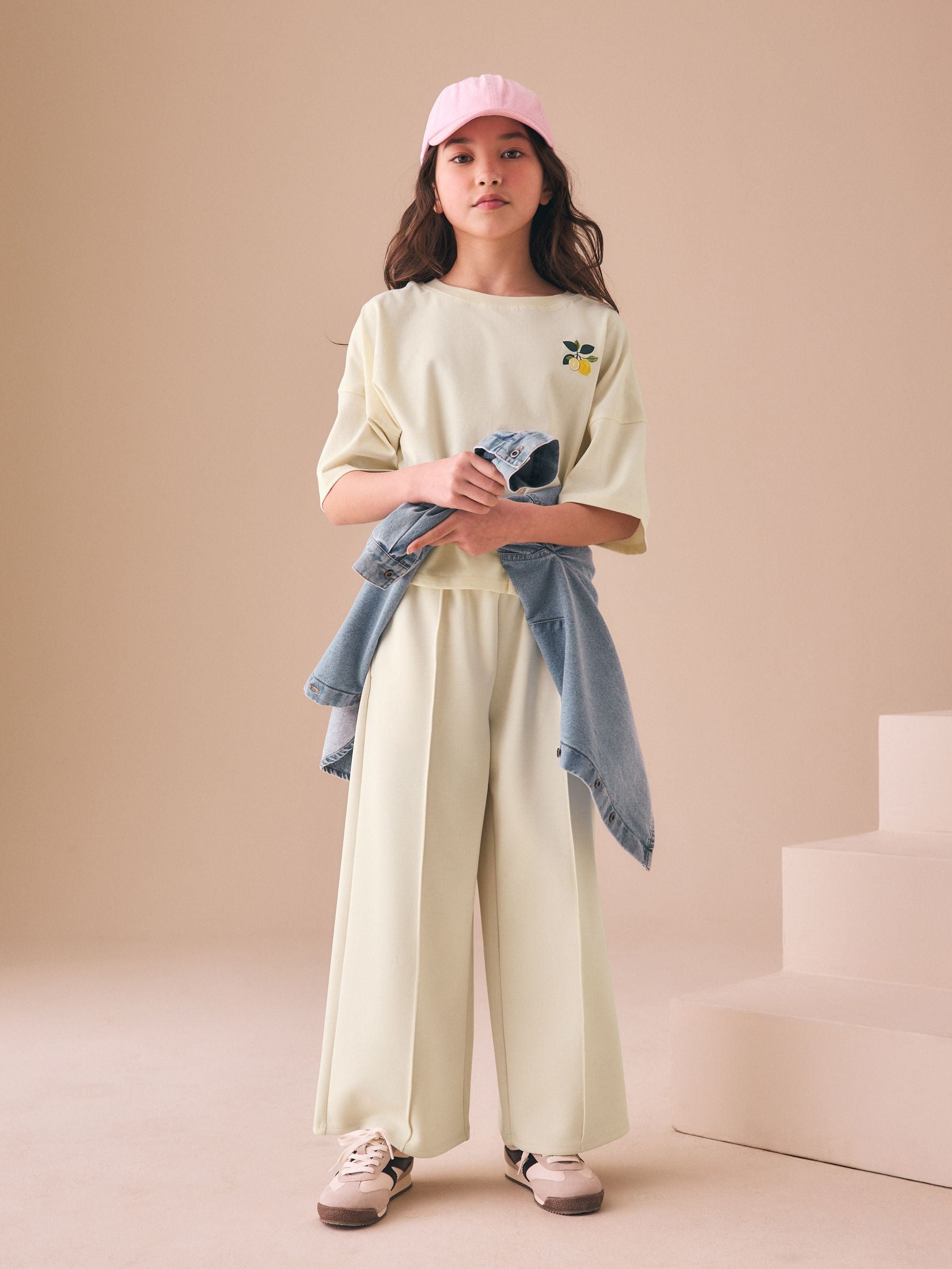 Dsiney Kidz - Cream Fruit Graphic T-Shirt and Wide Leg Trousers Set (3-16yrs) image 2