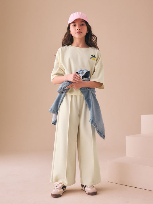 Dsiney Kidz - Cream Fruit Graphic T-Shirt and Wide Leg Trousers Set (3-16yrs) image 2
