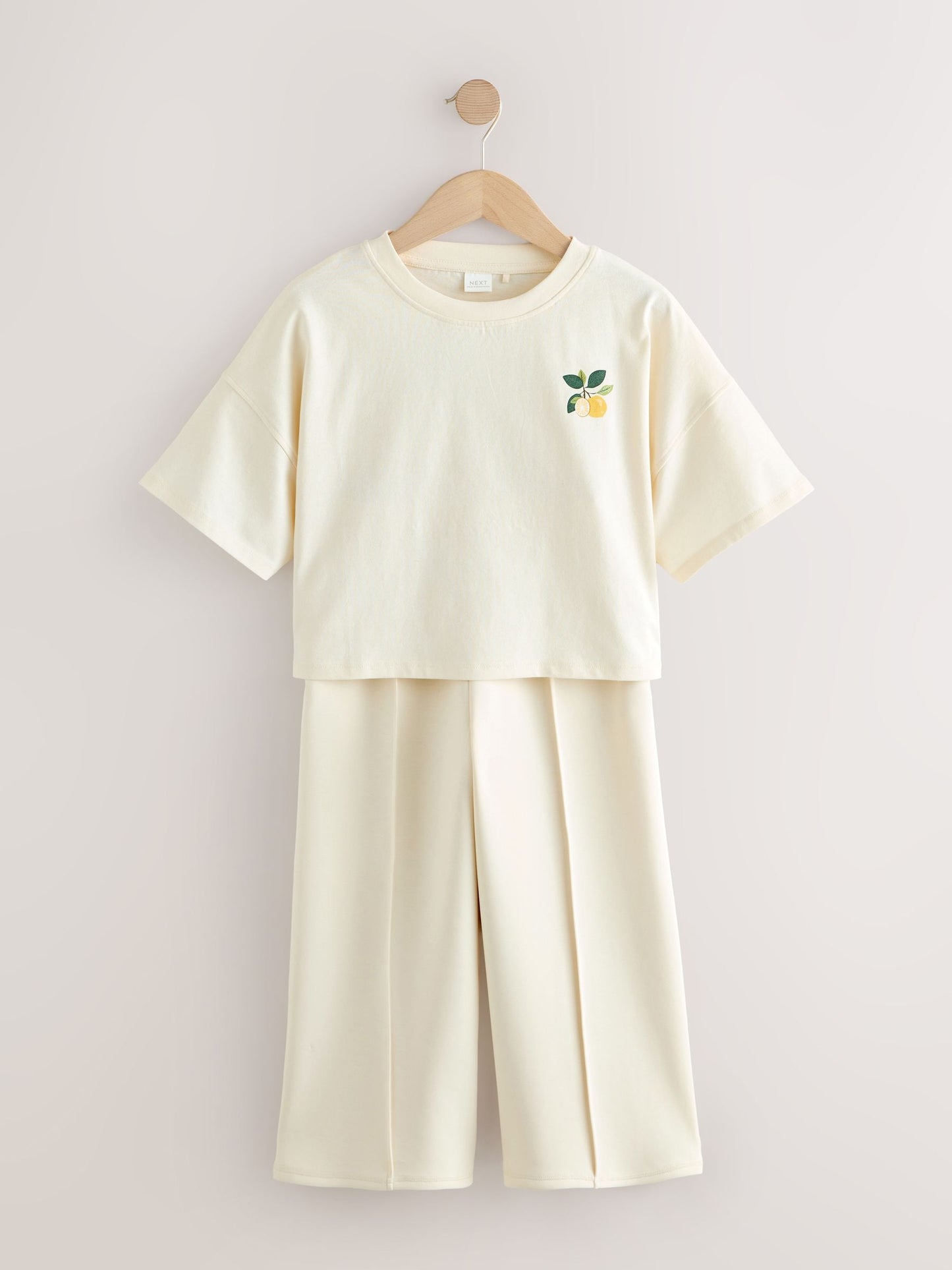 Dsiney Kidz - Cream Fruit Graphic T-Shirt and Wide Leg Trousers Set (3-16yrs) image 6