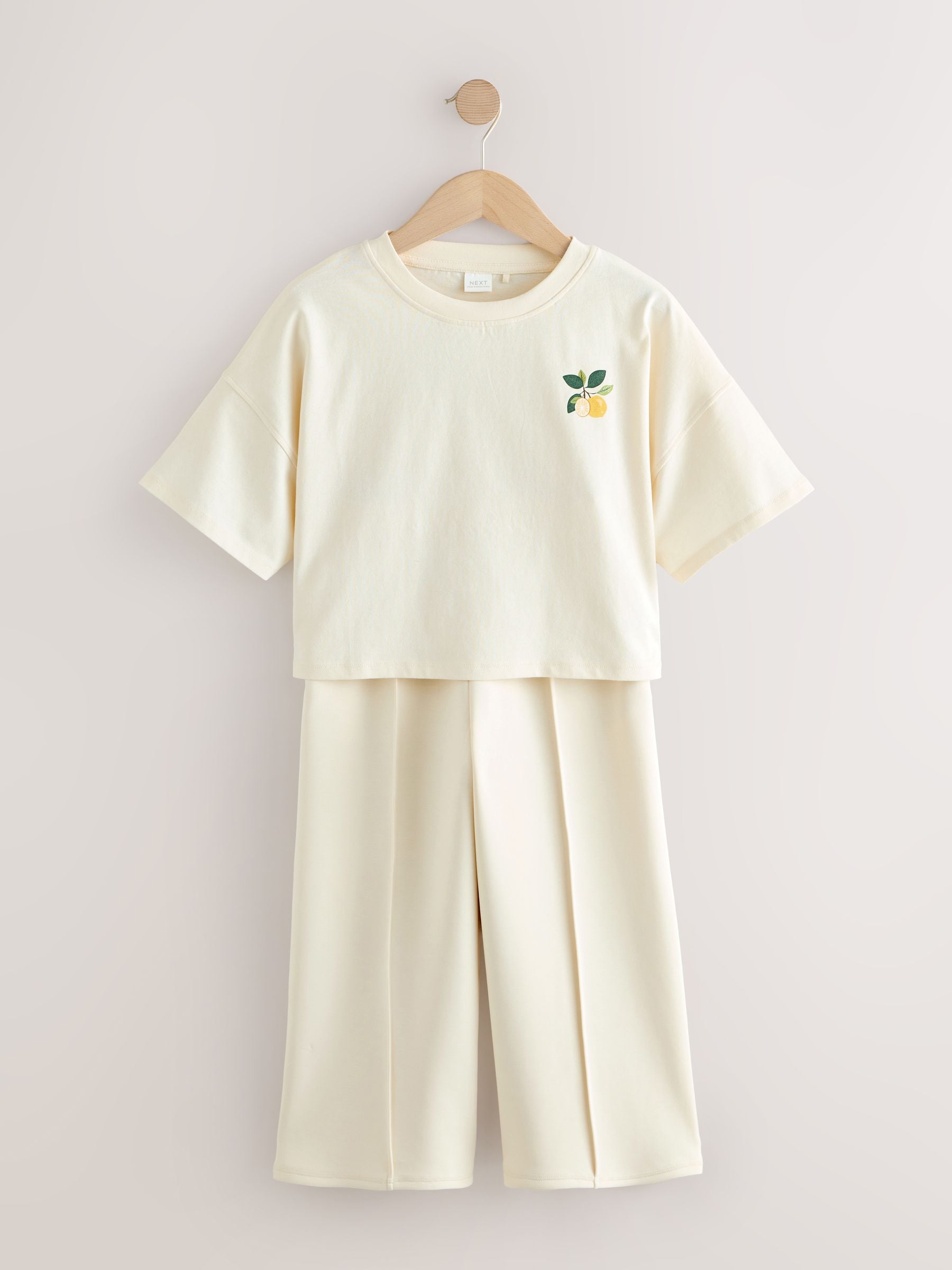 Dsiney Kidz - Cream Fruit Graphic T-Shirt and Wide Leg Trousers Set (3-16yrs) image 6