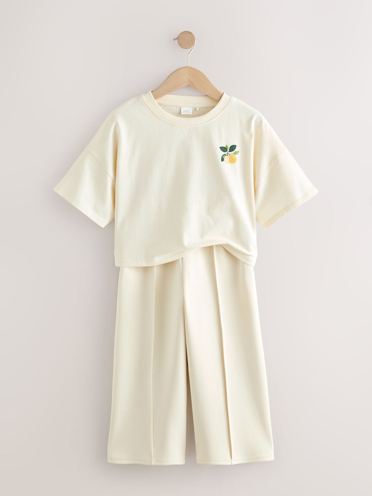 Dsiney Kidz - Cream Fruit Graphic T-Shirt and Wide Leg Trousers Set (3-16yrs) image 7