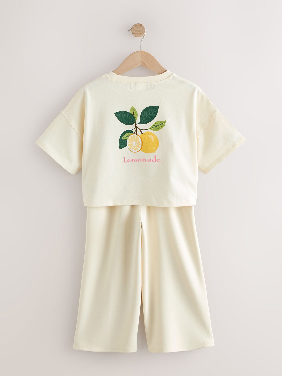 Dsiney Kidz - Cream Fruit Graphic T-Shirt and Wide Leg Trousers Set (3-16yrs) image 9