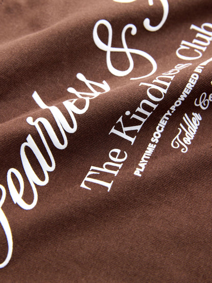 Chocolate Brown Slogan Long Sleeve Back Print T-Shirt (3mths-8yrs) image 4