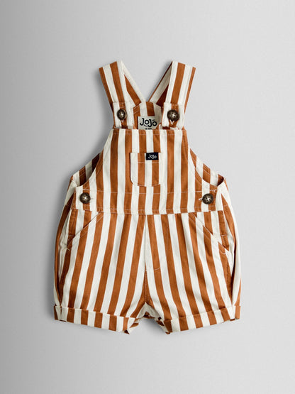 JoJo Maman Bébé Tan Brown Stripe 2-Piece Twill Dungaree Set & T-Shirt image 2