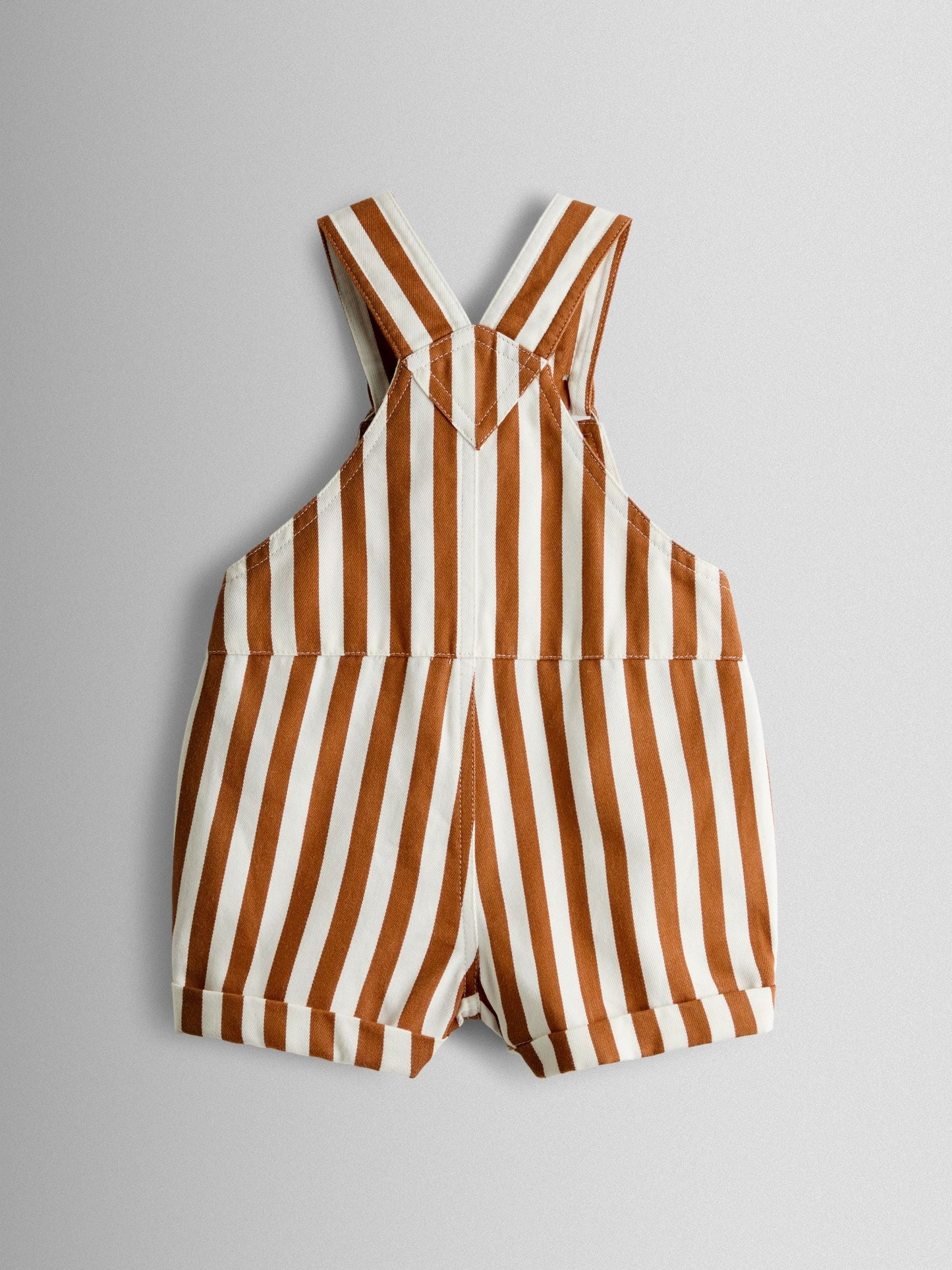 JoJo Maman Bébé Tan Brown Stripe 2-Piece Twill Dungaree Set & T-Shirt image 3