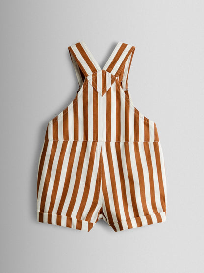 JoJo Maman Bébé Tan Brown Stripe 2-Piece Twill Dungaree Set & T-Shirt image 3