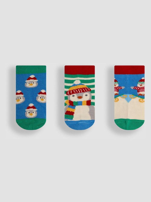 JoJo Maman Bébé Multi Penguin Socks 3 Pack image 1
