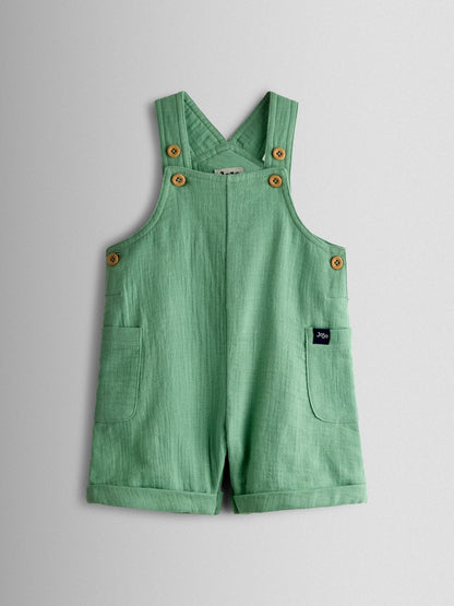 JoJo Maman Bébé Green 2-Piece Cheesecloth Dungarees & T-Shirt Set image 2