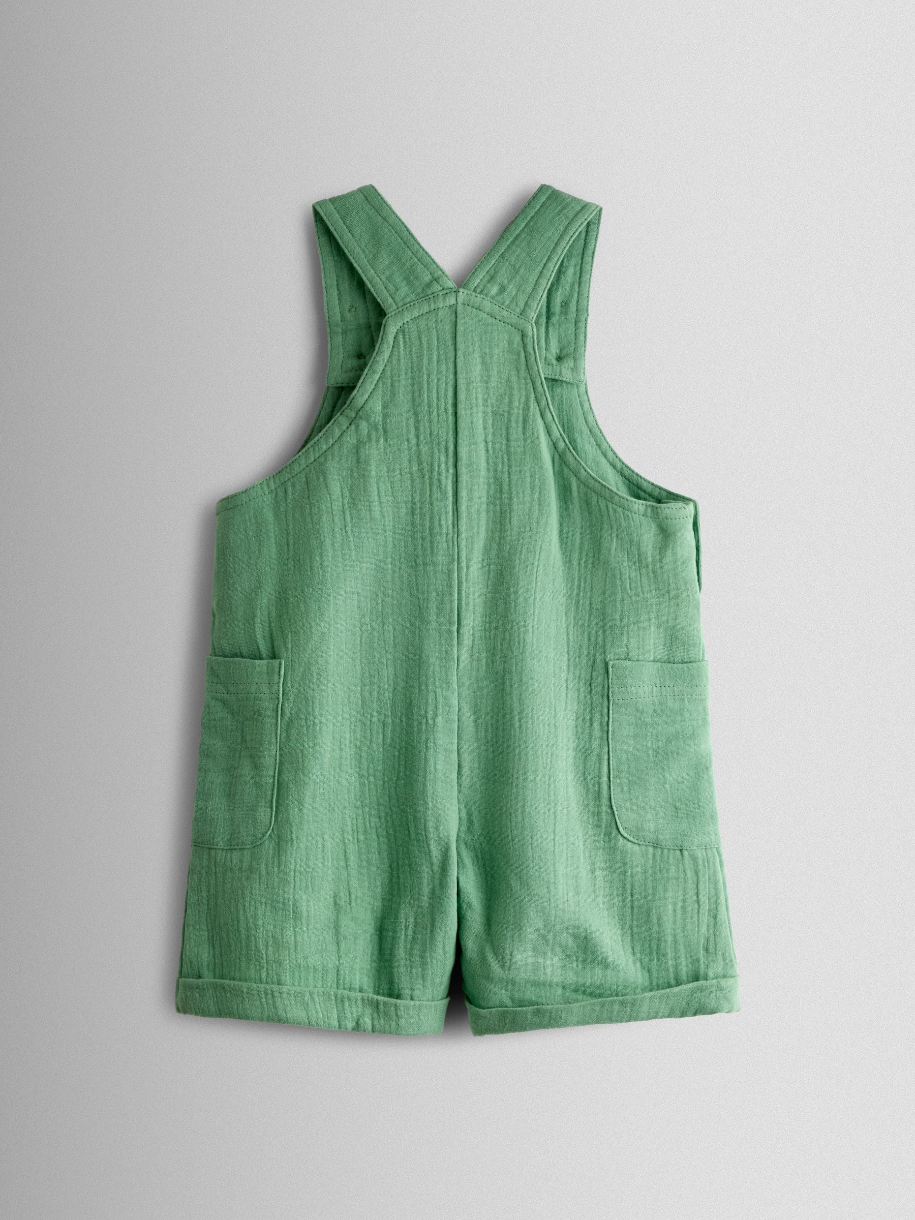 JoJo Maman Bébé Green 2-Piece Cheesecloth Dungarees & T-Shirt Set image 3