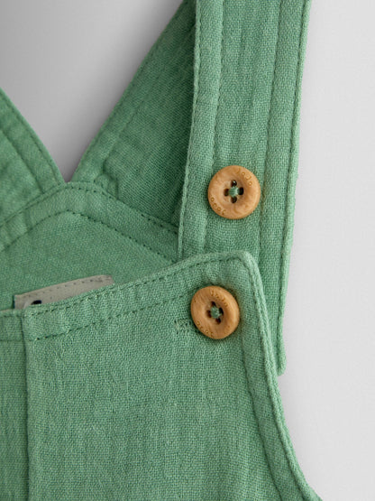 JoJo Maman Bébé Green 2-Piece Cheesecloth Dungarees & T-Shirt Set image 6