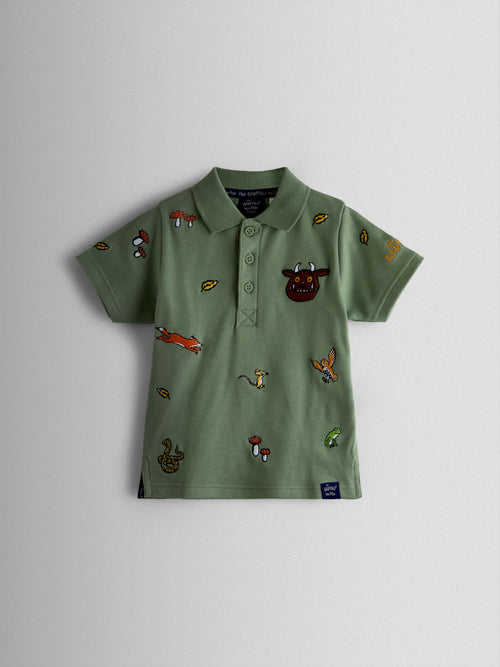 JoJo Maman Bébé Green The Gruffalo Embroidered Polo Shirt image 1