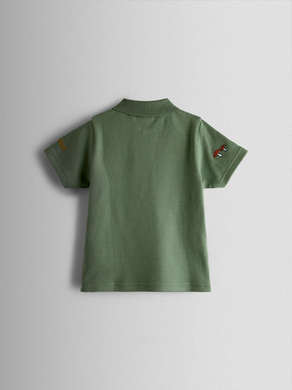 JoJo Maman Bébé Green The Gruffalo Embroidered Polo Shirt image 2