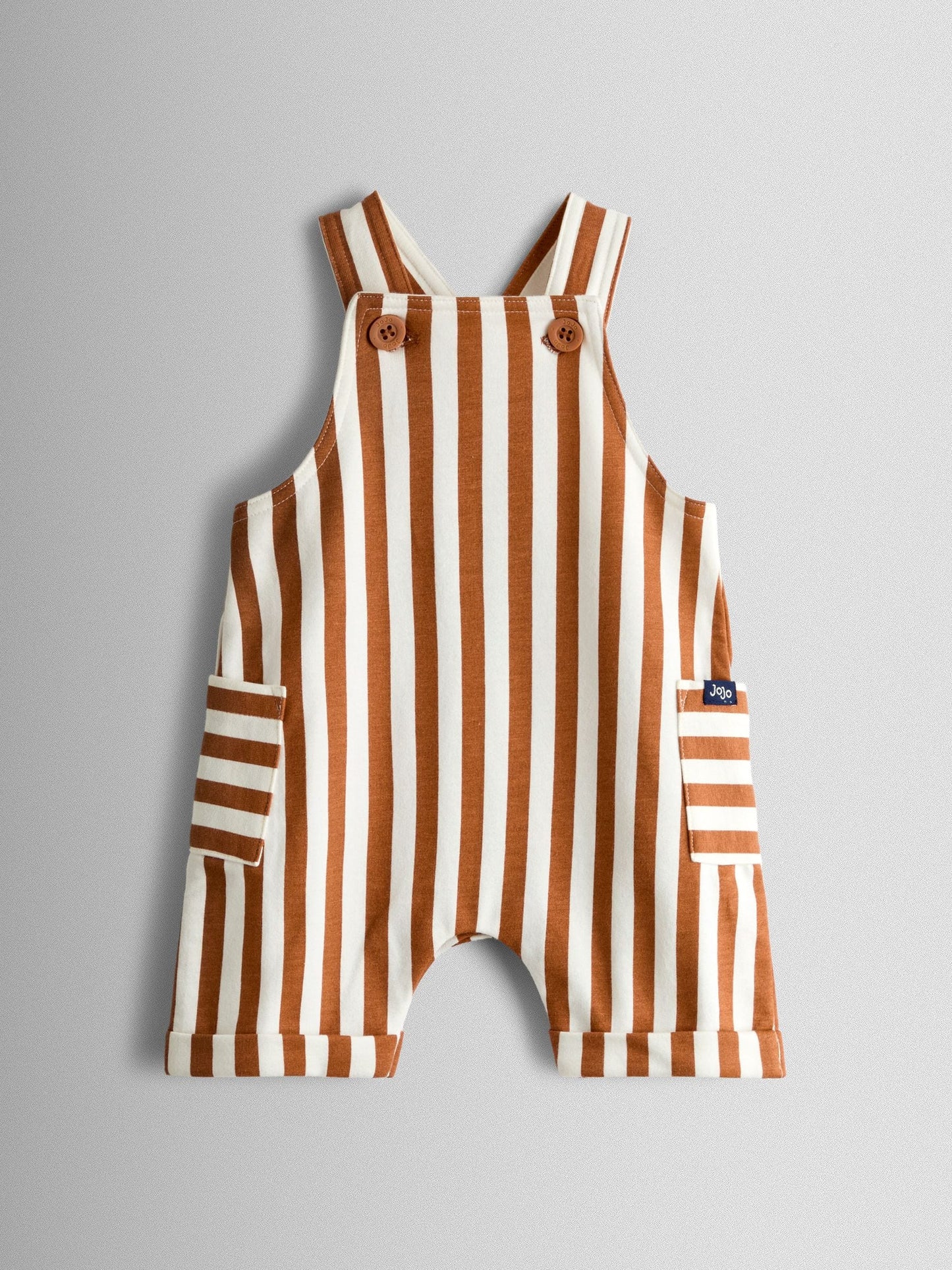 JoJo Maman Bébé Brown 2-Piece Stripe Appliqué Dungarees & T-Shirt Set image 2