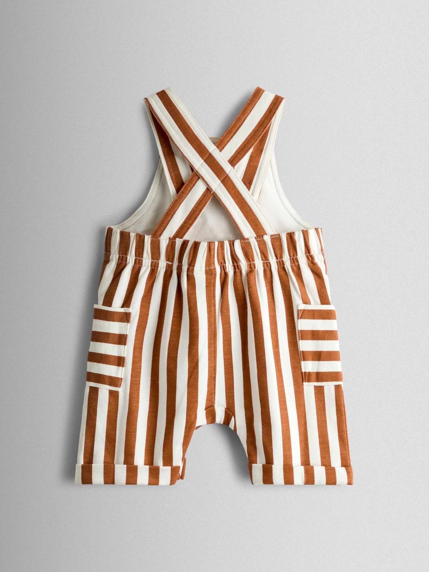 JoJo Maman Bébé Brown 2-Piece Stripe Appliqué Dungarees & T-Shirt Set image 3
