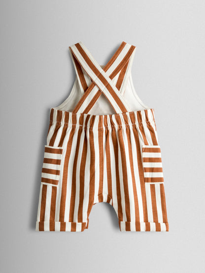 JoJo Maman Bébé Brown 2-Piece Stripe Appliqué Dungarees & T-Shirt Set image 3
