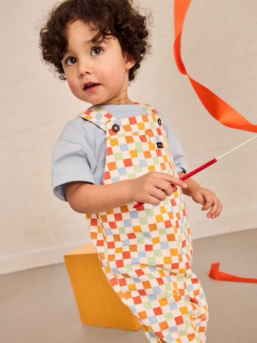 JoJo Maman Bébé Red 2-Piece Twill Dungaree Set & T-Shirt image 1