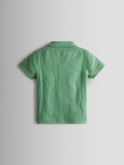 JoJo Maman Bébé Green Dino 2-Piece Shirt & Short Set image 4