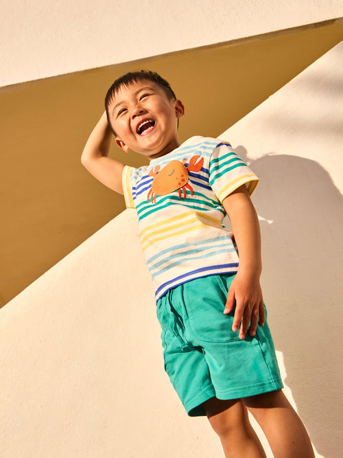 JoJo Maman Bébé Teal Green Crab 2-Piece Pocket T-Shirt & Shorts Set image 1
