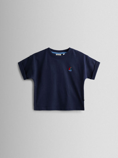 JoJo Maman Bébé Navy Boat 2-Piece T-Shirt & Stripe Trouser Set image 2