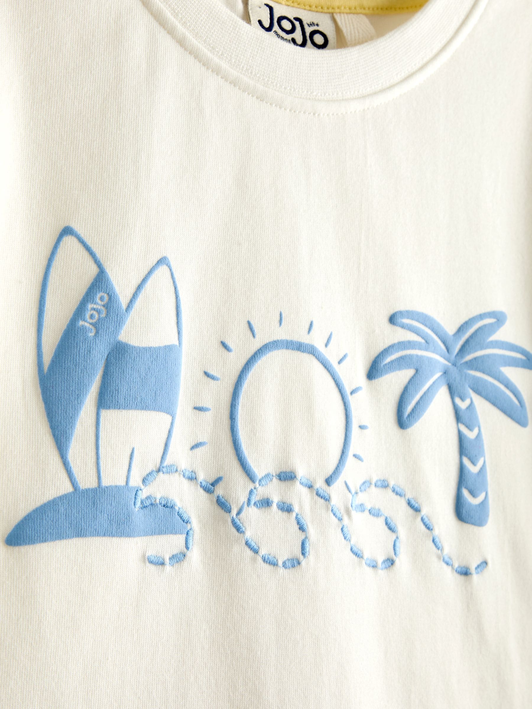 Dsiney Kidz - JoJo Maman Bébé Light Blue Surf Printed T-Shirt & Shorts Set image 6