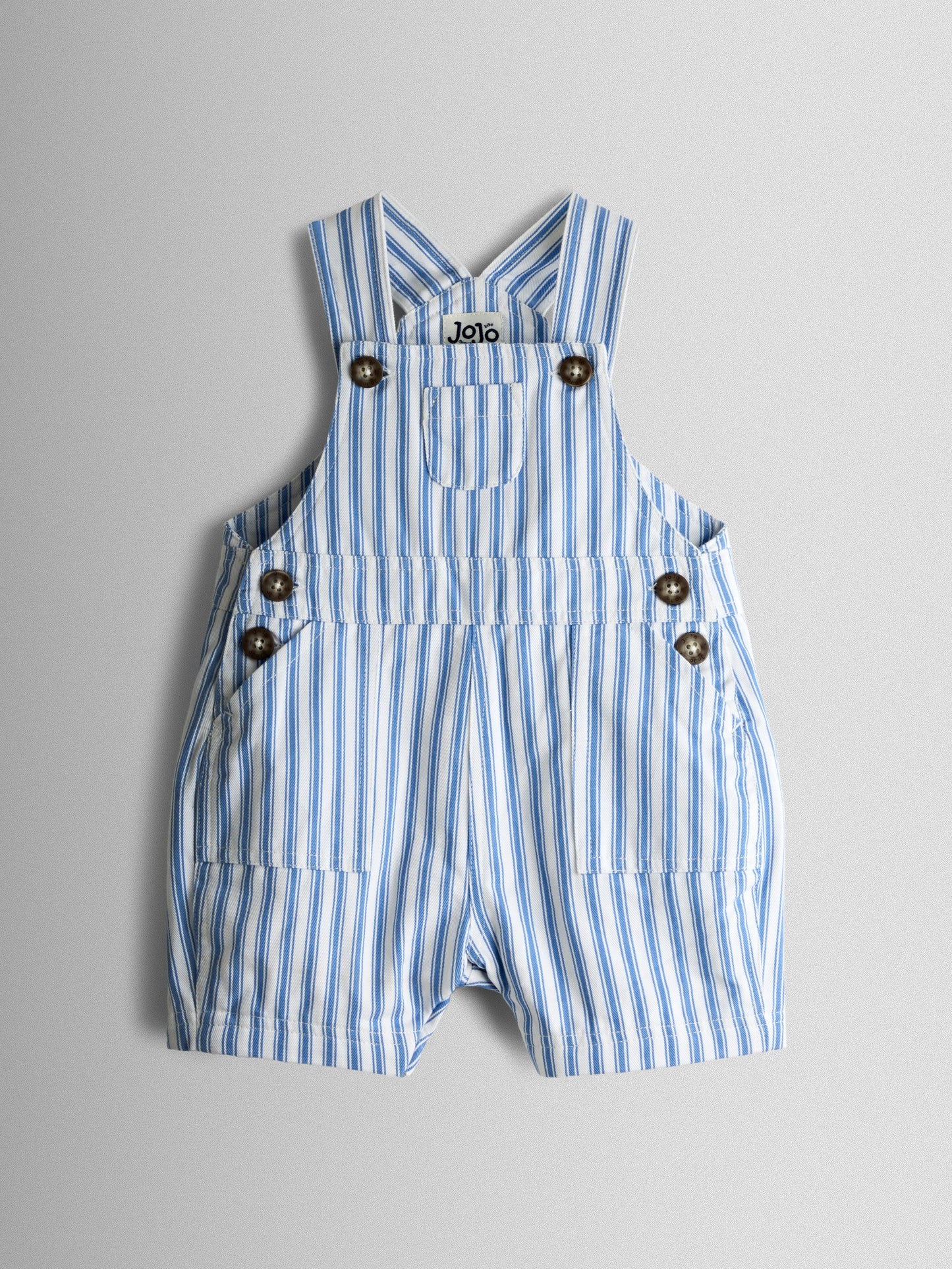 JoJo Maman Bébé Blue Stripe 2-Piece Twill Dungaree Set & T-Shirt image 2