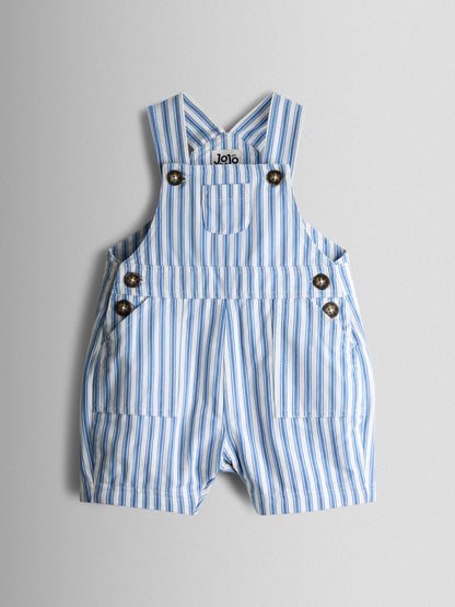 JoJo Maman Bébé Blue Stripe 2-Piece Twill Dungaree Set & T-Shirt image 2