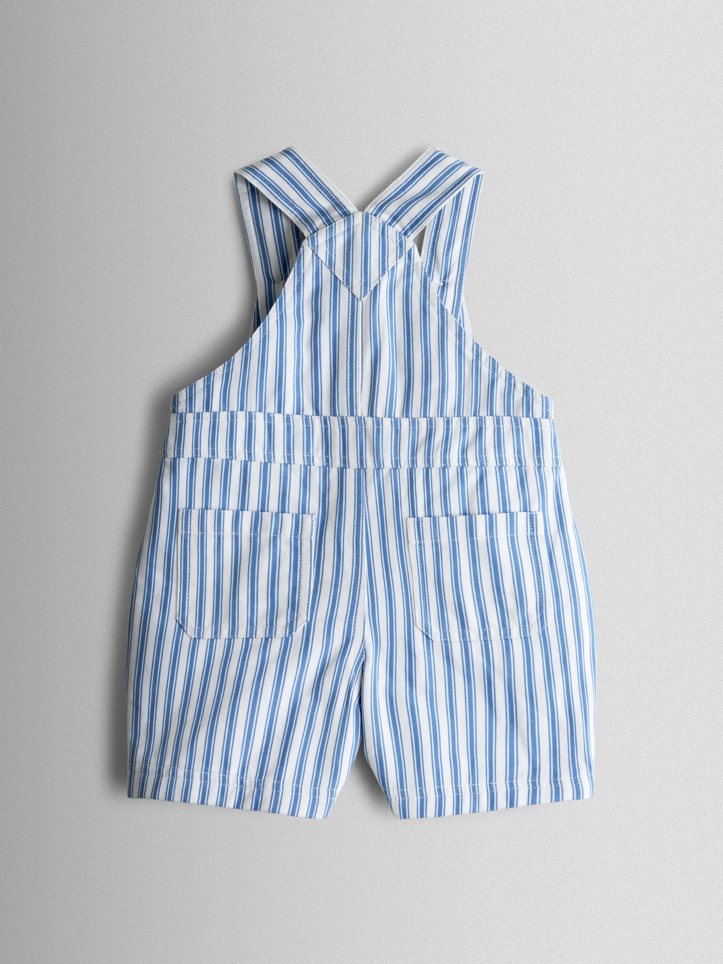 JoJo Maman Bébé Blue Stripe 2-Piece Twill Dungaree Set & T-Shirt image 3