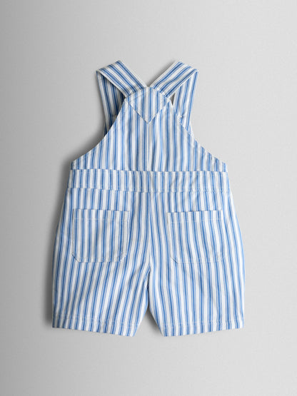 JoJo Maman Bébé Blue Stripe 2-Piece Twill Dungaree Set & T-Shirt image 3