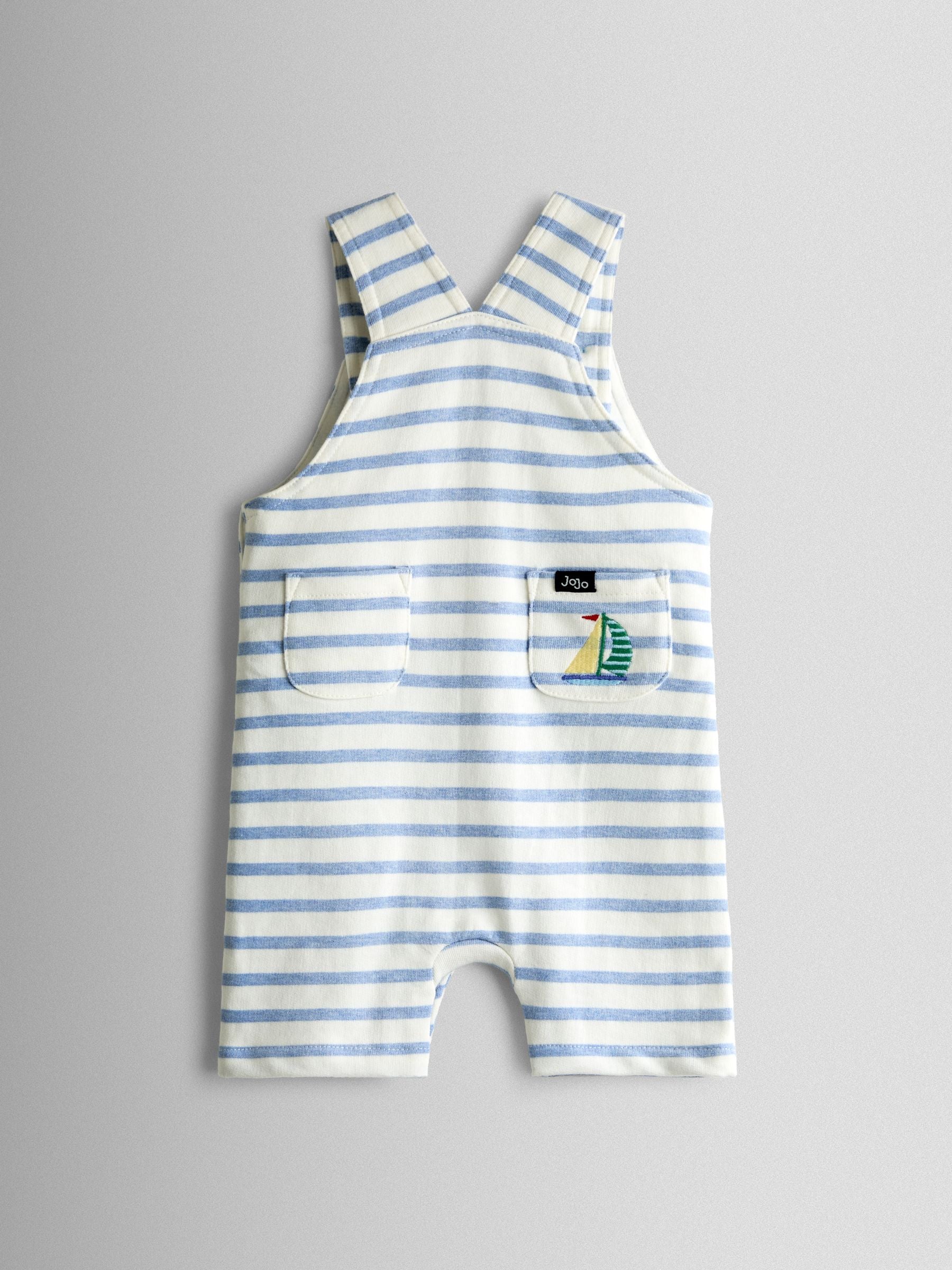 JoJo Maman Bébé Blue Boat 2-Piece Appliqué Dungarees & T-Shirt Set image 5