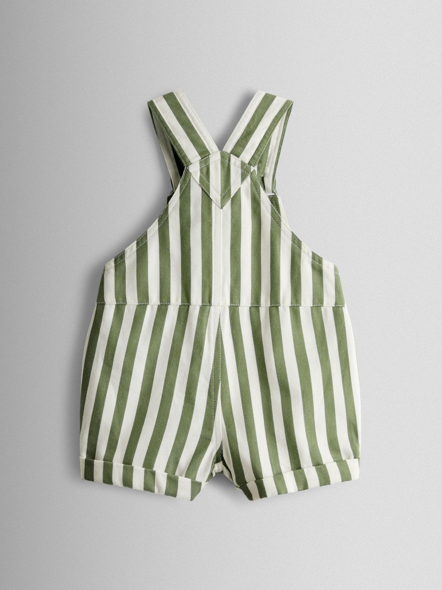 JoJo Maman Bébé Khaki Green Stripe 2-Piece Twill Dungaree Set & T-Shirt image 3