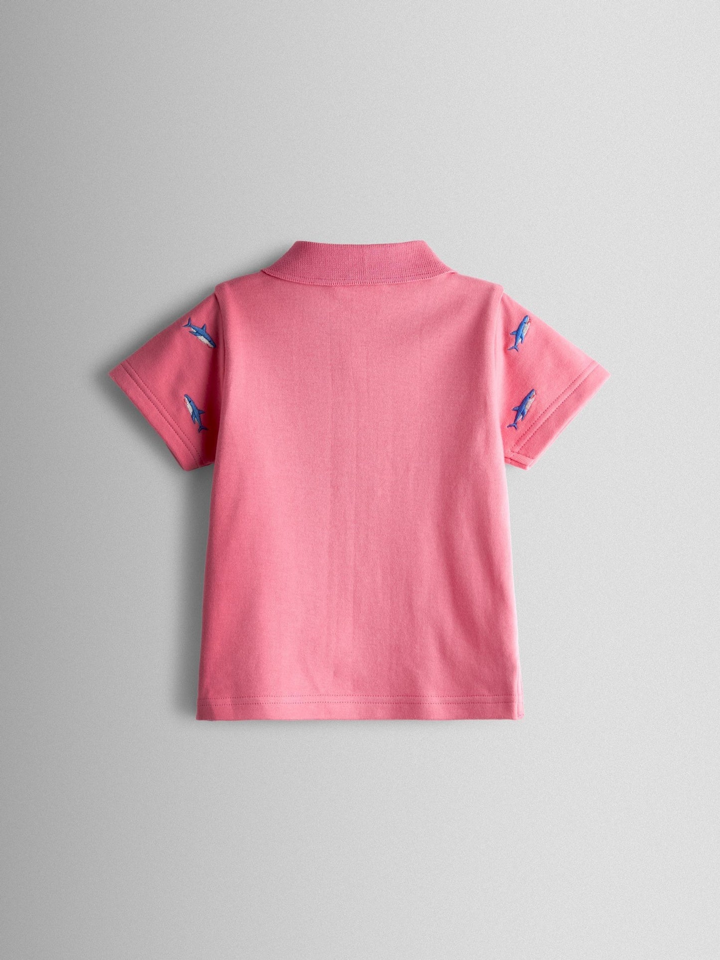 JoJo Maman Bébé Pink Shark Embroidered Polo Shirt image 2