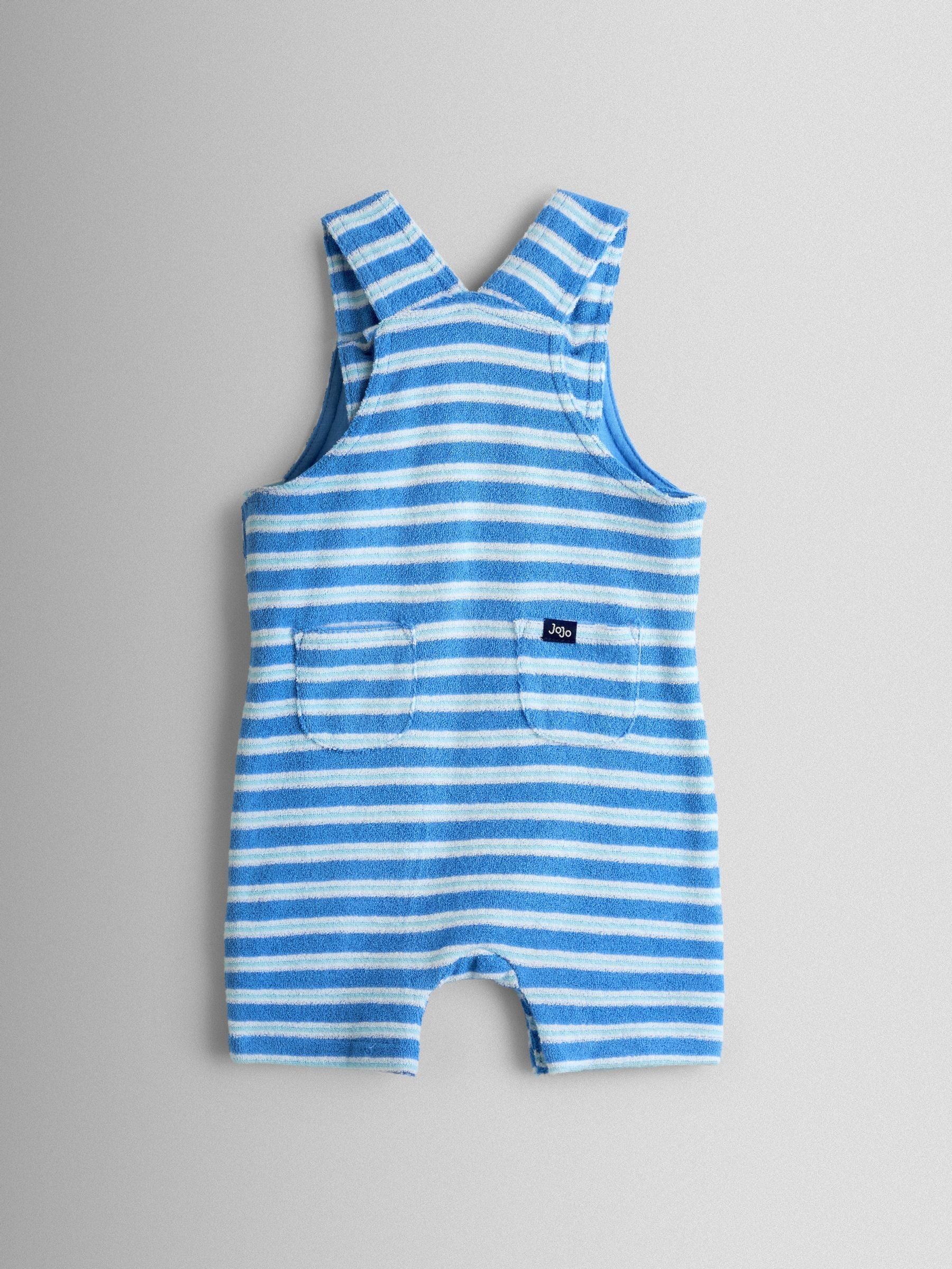 JoJo Maman Bébé Blue Crab Appliqué 2-Piece Towelling Dungarees & T-Shirt Set image 5