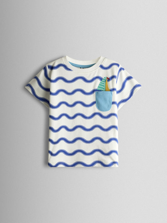 JoJo Maman Bébé Blue Boat 2-Piece Pocket T-Shirt & Shorts Set image 2