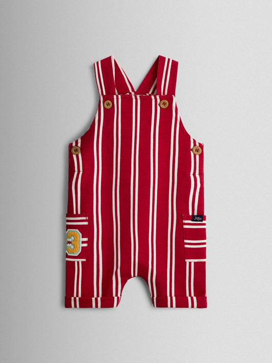 JoJo Maman Bébé Red 2-Piece Stripe Dungarees & T-Shirt Set image 2
