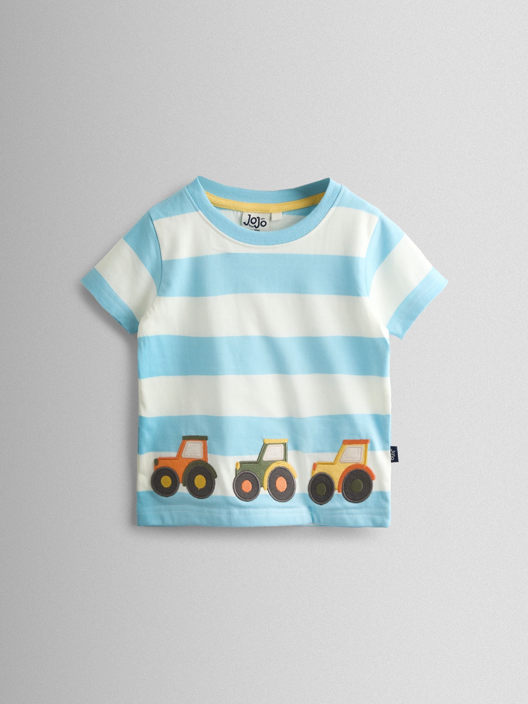 JoJo Maman Bébé Blue Tractor Appliqué T-Shirt image 1